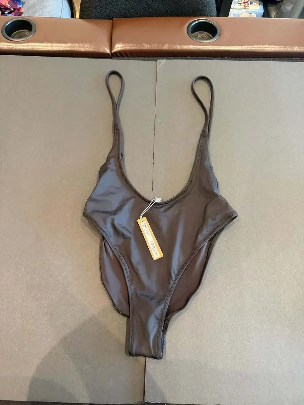 SKIMS Recycled Swim Cut Out Open Bust One Piece Swimsuit Onyx Size S